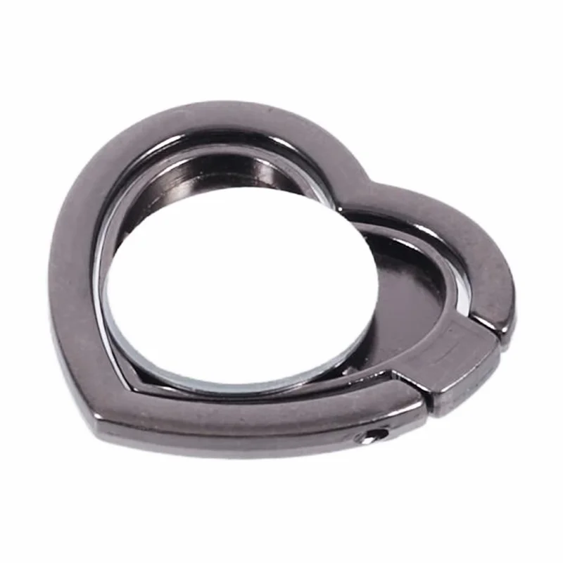 Suporte de Anel de Telefone com Decor de Rubi em Formato de Coração - Preto