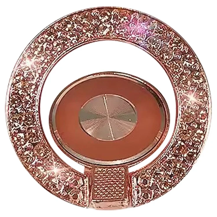 Cell Phone Ring Holder Kickstand Round Metal Rhinestones Finger Grip Loop - Pink