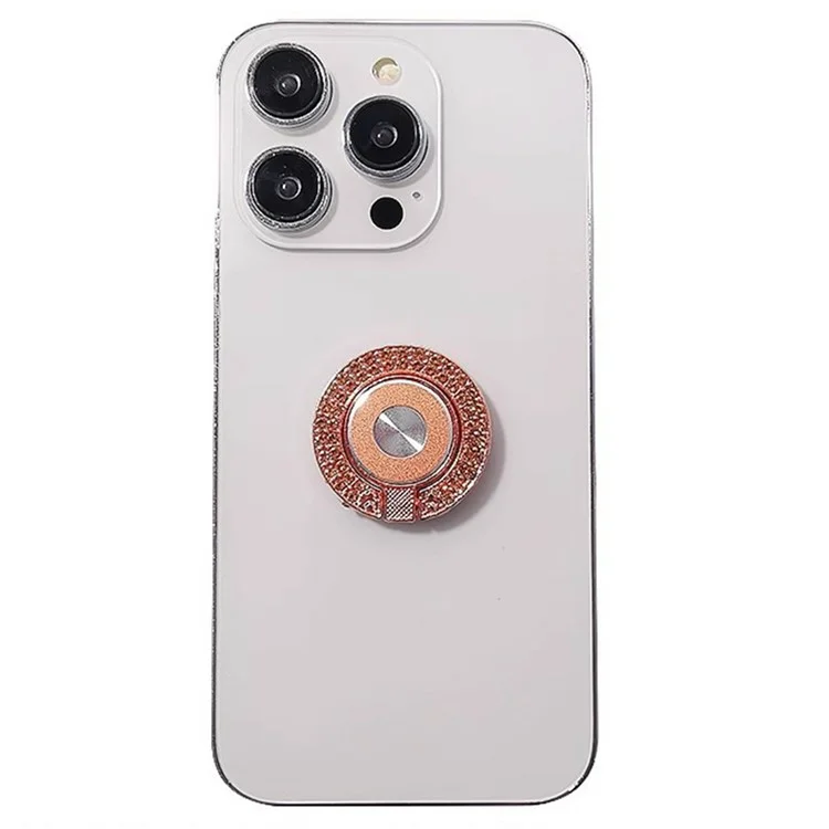 Cell Phone Ring Holder Kickstand Round Metal Rhinestones Finger Grip Loop - Pink
