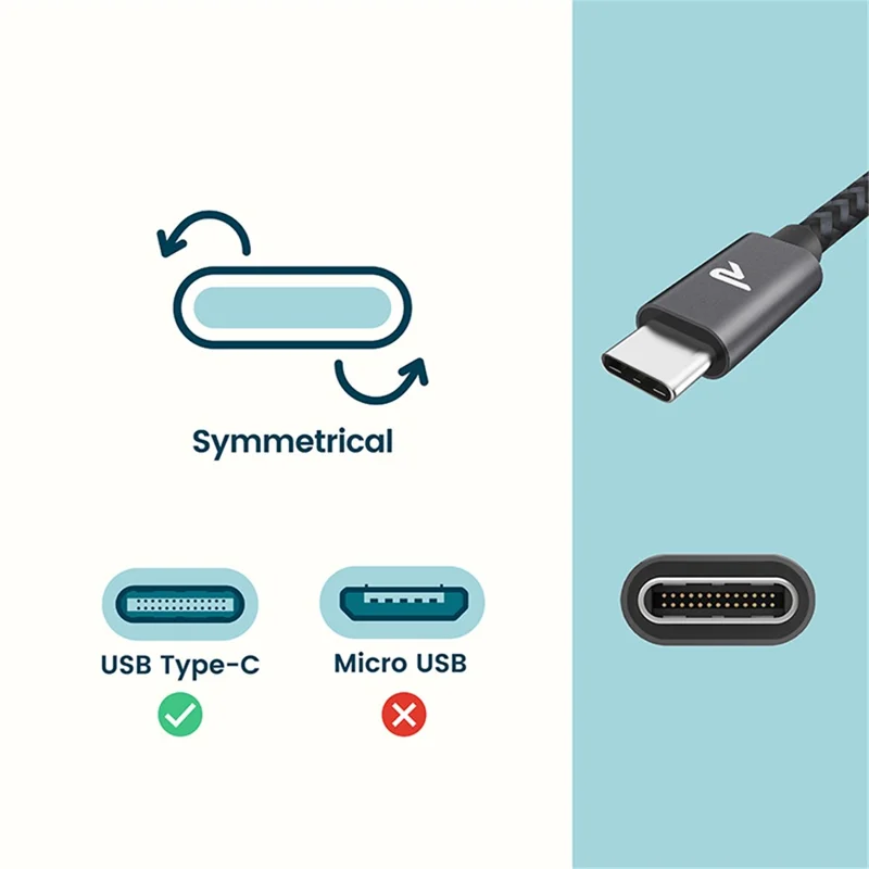 RAMPOW T01 Type-C to USB 3.0 Nylon Braided Data Sync Charging Cable, 1M - Black