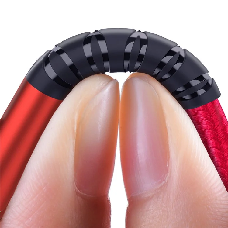 ESSAGER Micro USB a USB Cavo intrecciato in nylon per sincronizzazione dati e carica con indicatore LED 2m - Rosso
