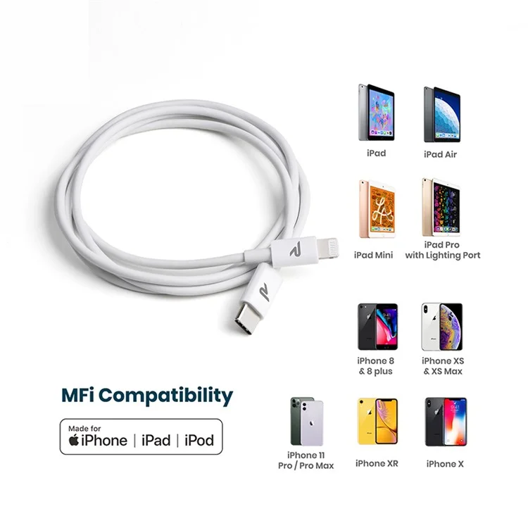 Ropow 2m USB-C Para Lightning 8pin Mfi Cordão Rápido Cordão de Carregamento Fast Suporta Entrega de Energia