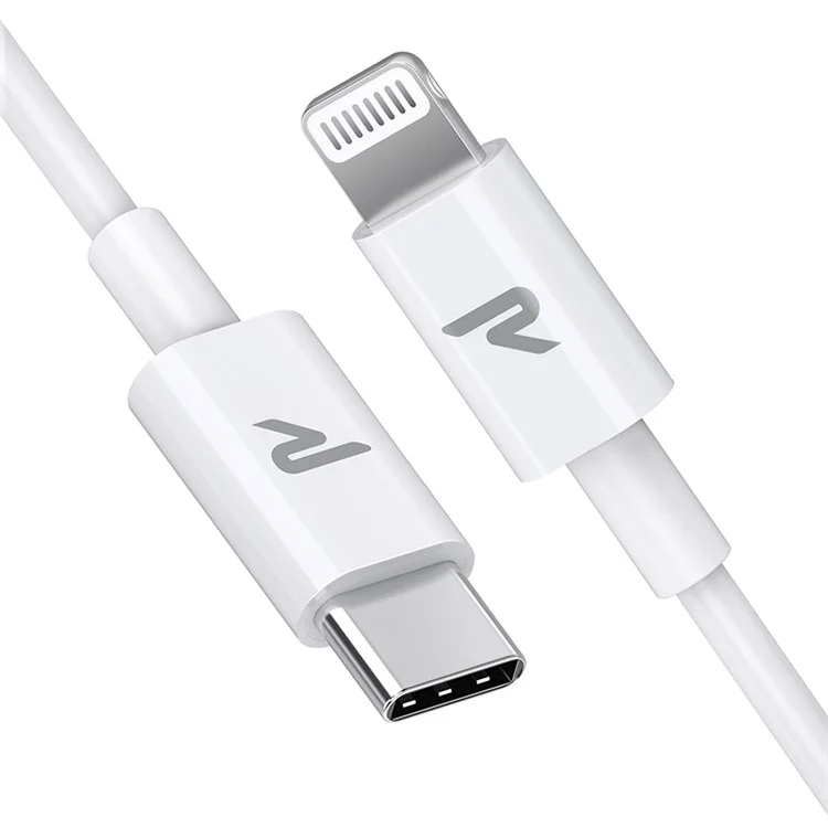 RAMPOW 1M USB-C a Lightning 8Pin Cabo de Carregamento Rápido Certificado MFi Suporta Power Delivery