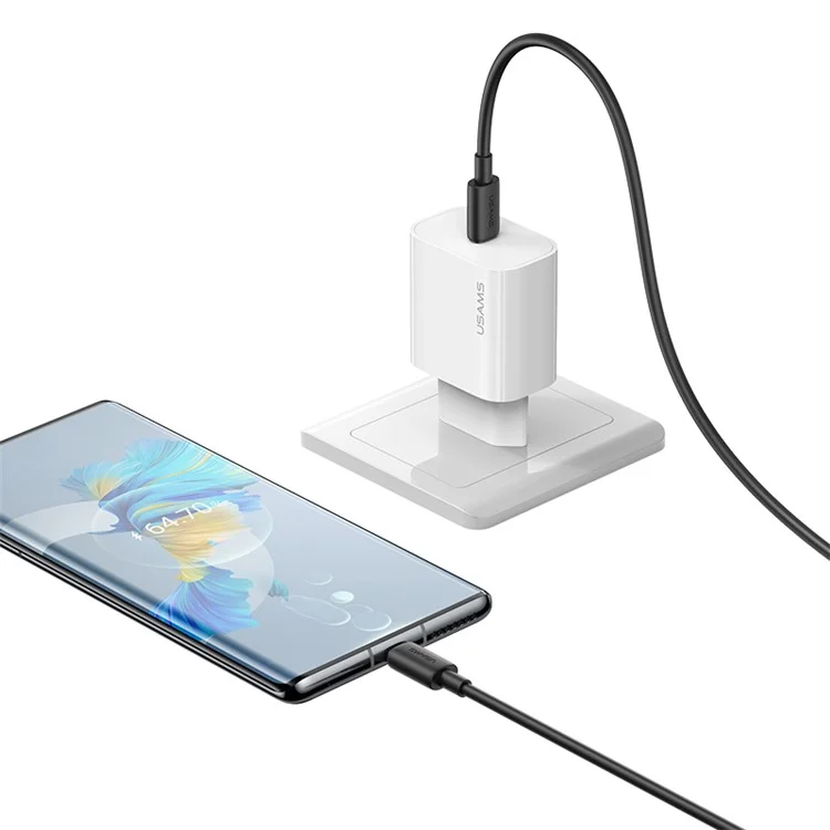USAMS SJ711 YD Series Cavo di ricarica dati Type-C a Tуpe-C 60W Fast Charging - Nero