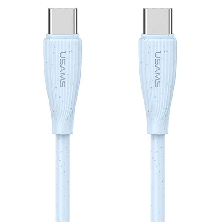 USAMS SJ716 Green Series 1m Type-C para Type-C Cabo de Carregamento 60W Fast Charging Data Cord - Blue