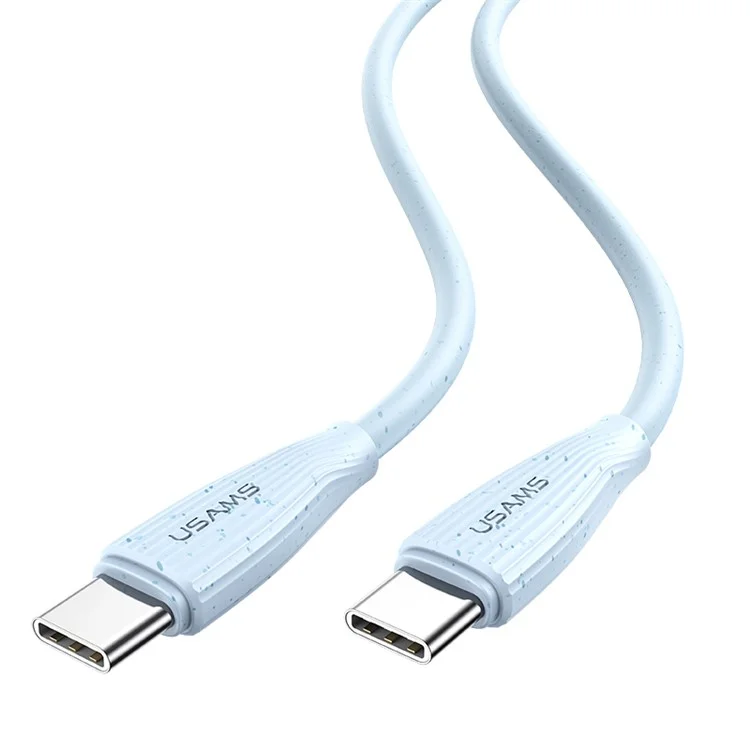USAMS SJ716 Green Series 1m Type-C para Type-C Cabo de Carregamento 60W Fast Charging Data Cord - Blue