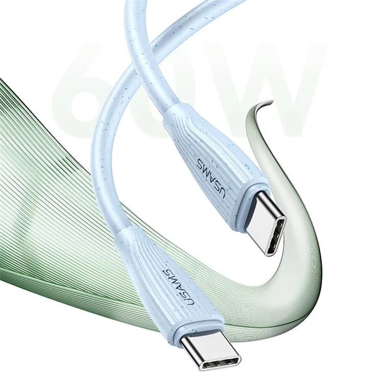 USAMS SJ716 Green Series 1m Type-C para Type-C Cabo de Carregamento 60W Fast Charging Data Cord - Blue