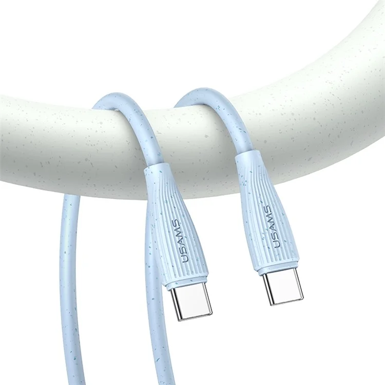 USAMS SJ716 Green Series 1m Type-C para Type-C Cabo de Carregamento 60W Fast Charging Data Cord - Blue