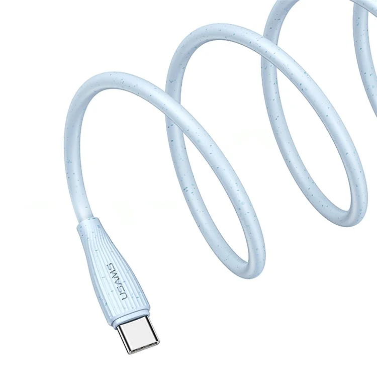 USAMS SJ716 Green Series 1m Type-C para Type-C Cabo de Carregamento 60W Fast Charging Data Cord - Blue