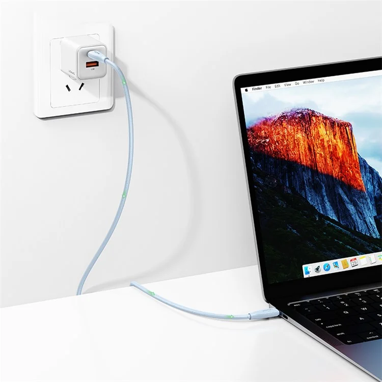 USAMS SJ716 Green Series 1m Type-C para Type-C Cabo de Carregamento 60W Fast Charging Data Cord - Blue