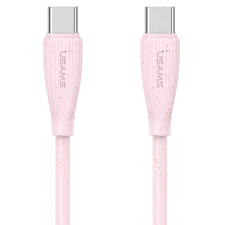 USAMS SJ716 Green Series 1m Type-C to Type-C Charge Cable 60W Fast Charging Data Cord - Pink