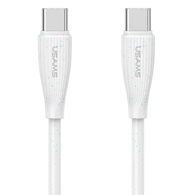 USAMS SJ716 Green Series 1m Type-C zu Type-C Ladekabel 60W Schnellladung Datenkabel - Weiß