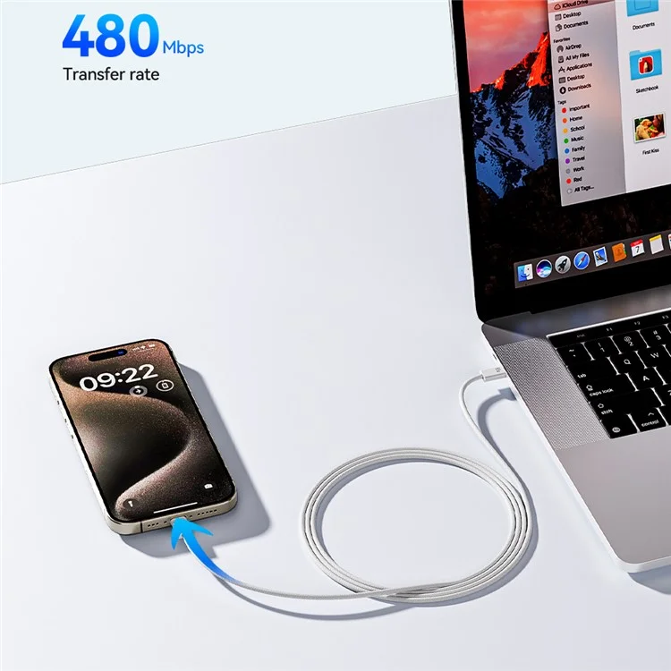 WEKOME WDC-21 1m Cabo de Carregador USB-C para USB-C Trançado em Nylon 65W Carregamento Rápido - Roxo