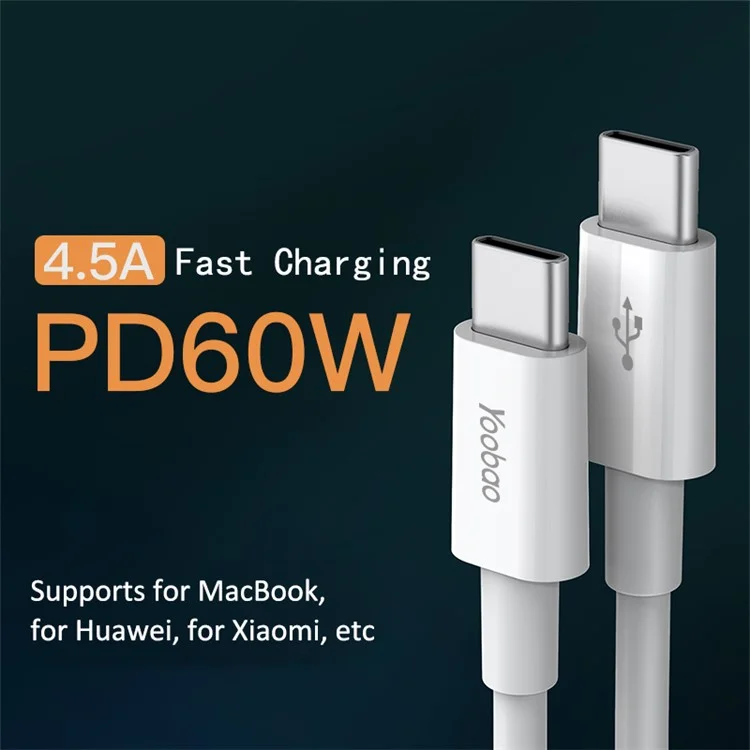 YOOBAO YB-482PD 1,2 m USB-C auf USB-C-Kabel PD 60W TPE-Handyladekabel