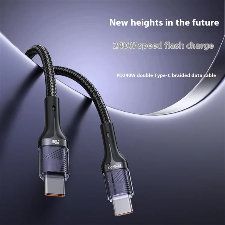 YESIDO CA166 1.2m Type-C to Type-C Data Cable PD2.0 240W Phone Laptop Fast Charging Cord