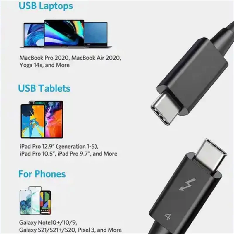 QG-TB4 0.7m ThunderBolt4 Cable Fast Charging 8K 60Hz HD Video Output Type-C Cord