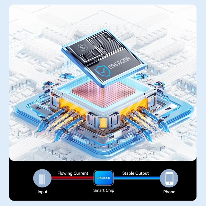 ESSAGER 2m USB-A to Type-C 100W 7A Braided Data Cable Phone Fast Charging Cord - Black