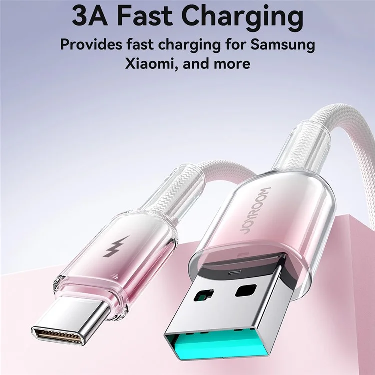 JOYROOM S-A42 1.2m 3A USB-A to Type-C Fast Charging Cable Data Sync Cord for iPhone 16-15 Series - White