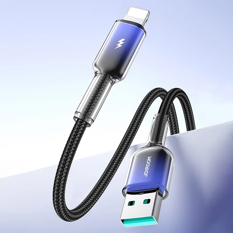 JOYROOM S-A42 1.2 متر 3 أمبير USB-A إلى كابل شحن سريع بيانات Lightning مجدول من النايلون - أبيض