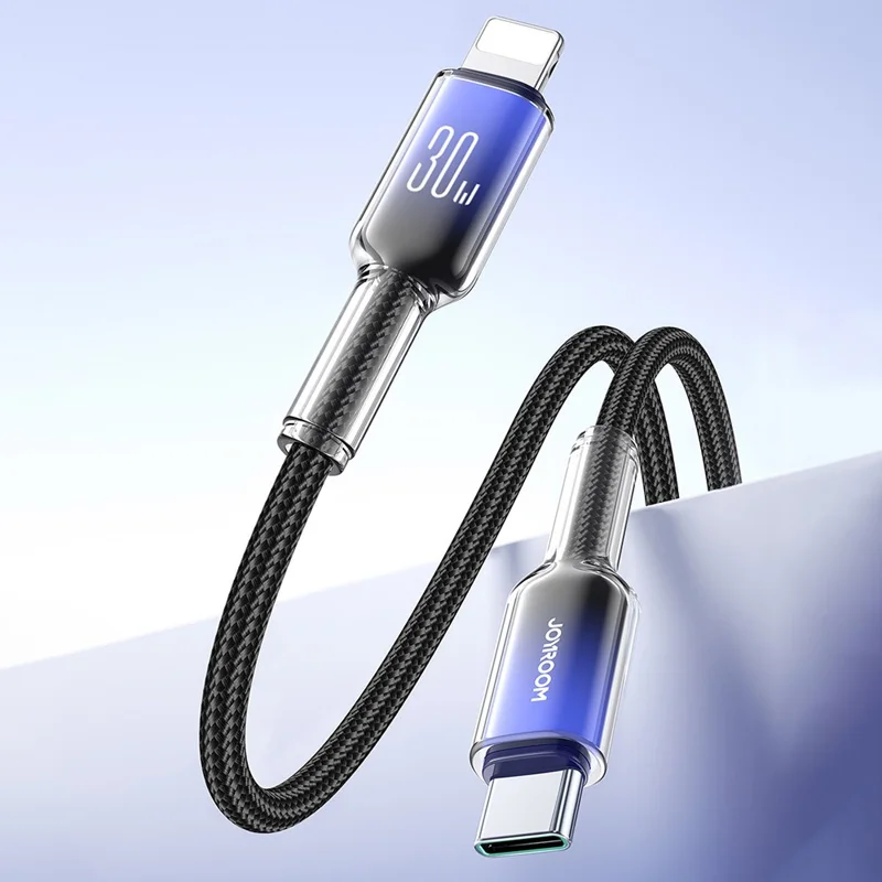 JOYROOM S-A42 1,2 m PD 30 W hurtigladekabel USB-A til Lightning, nylonflettet ledning – Hvid