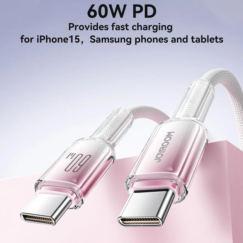 JOYROOM S-A42 1.2 متر من نوع Type-C إلى Type-C بقدرة 60 واط كابل شحن سريع ونقل بيانات للآيفون 16-15 سلسلة - أسود