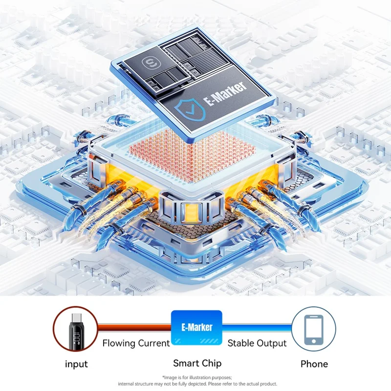 ESSAGER 3m Type-C to Type-C PD 100W Digital Display Data Cable Braided Fast Charging Cord