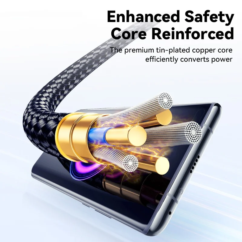 ESSAGER 3m Type-C to Type-C PD 100W Digital Display Data Cable Braided Fast Charging Cord
