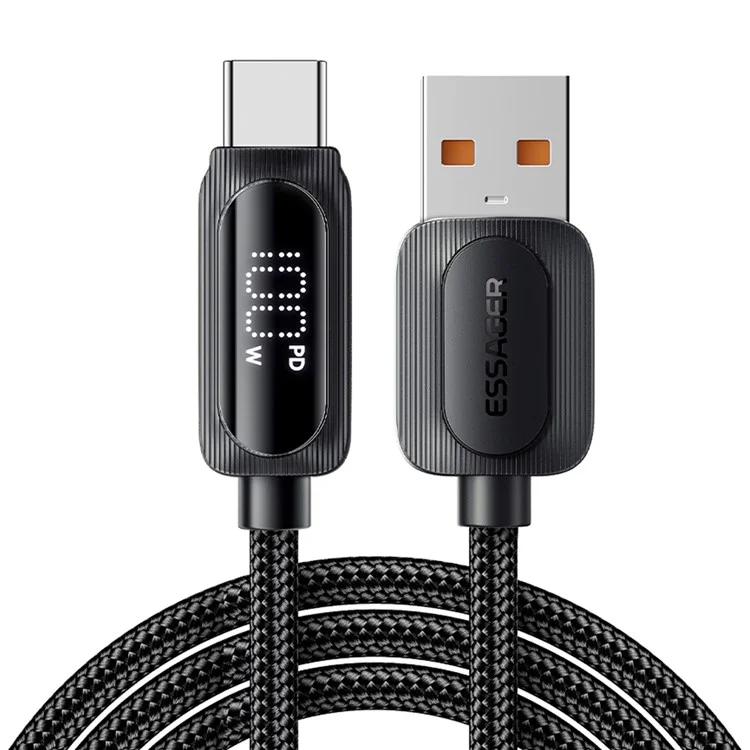ESSAGER 3m USB-A на Type-C 7A Fully Compatible Data Cable Digital Display Fast Charging Cord