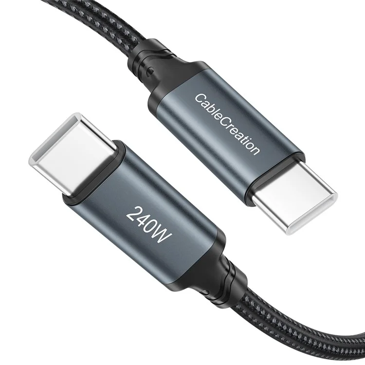 CABLECREATION CC1303 0.3m Type-C to Type-C 240W Data Cable Nylon Braided Fast Charging Cord