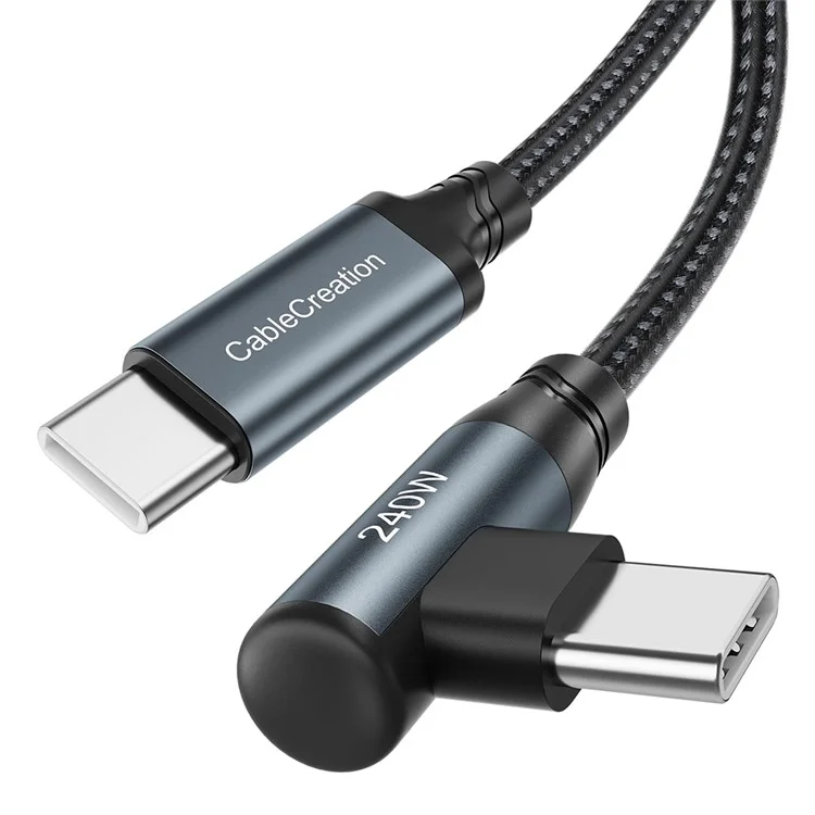 CABLECREATION CC1306 Кабель Type-C к изогнутому Type-C 240Вт быстрая зарядка с нейлоновой оплеткой