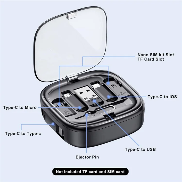 UD7603 1m Выдвижной 60 вт Type-C до Типа c - Черный