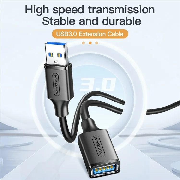 Câble d'extension USB 3.0 MINDPURE US103 3m à grande vitesse, mâle vers femelle, pour ordinateur portable et PC