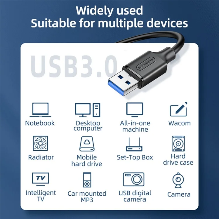 MINDPURE US101 1.5m High Speed Bi-Directional Data Transfer USB 3.0 Male to Male Extension Cable