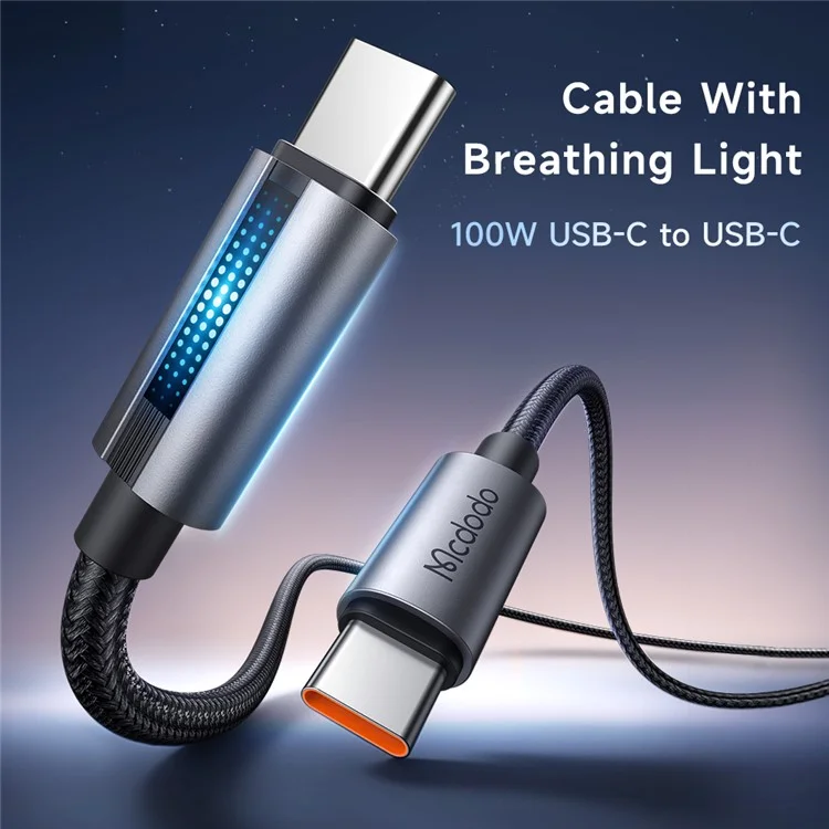 MCDODO CA-5740 1.2m Tipo-c a Tipo-c 100W Cable de Datos de Carga Con Luz de Respiración