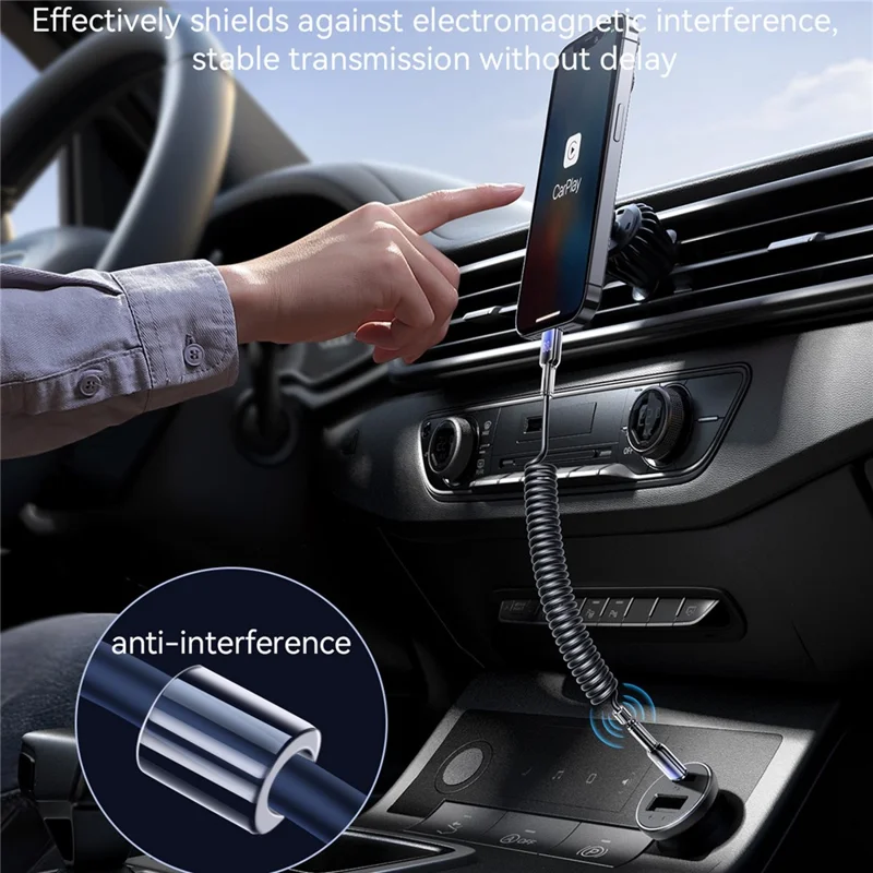 JOYROOM S-A43 1.5m Coiled Cable Type-C to Type-C 60W Fast Charging Spring Data Cord for iPhone 16-15 Series - Black