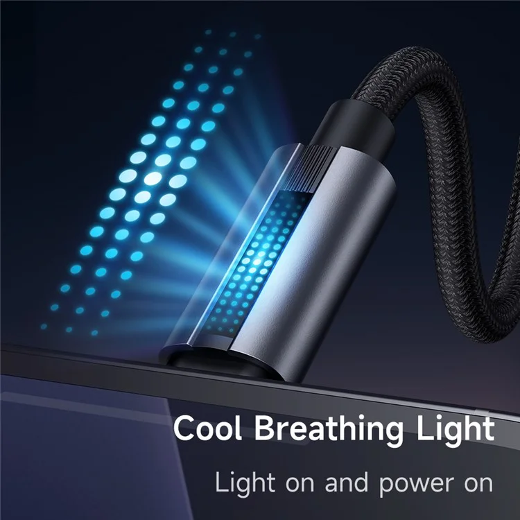 MCDODO CA-5180 1.2m USB-A to Type-C 6A 100W Charging Data Cable with Breathing Light - Black