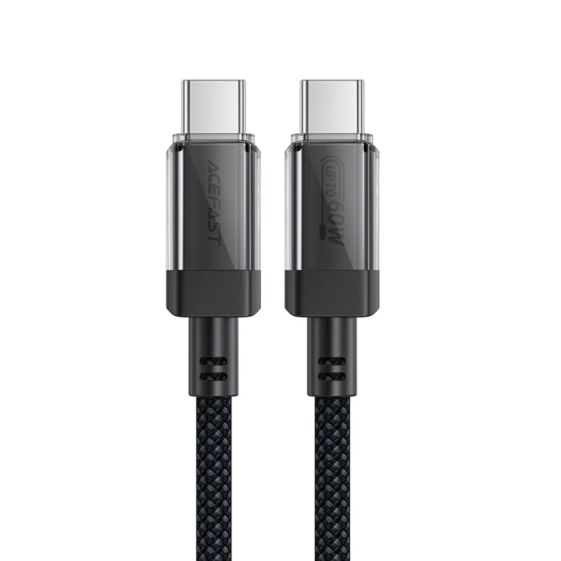 ACEFAST C12-03 1.2m USB-C to USB-C 60W Fast Charging Cable Clear Connector Braided Data Cable
