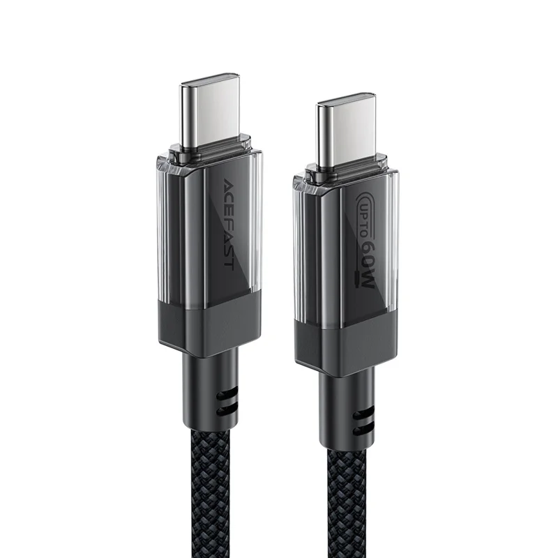 ACEFAST C12-03 1.2m USB-C to USB-C 60W Fast Charging Cable Clear Connector Braided Data Cable