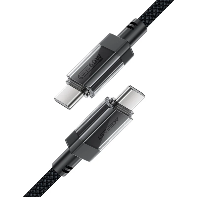ACEFAST C12-03 1.2m USB-C to USB-C 60W Fast Charging Cable Clear Connector Braided Data Cable