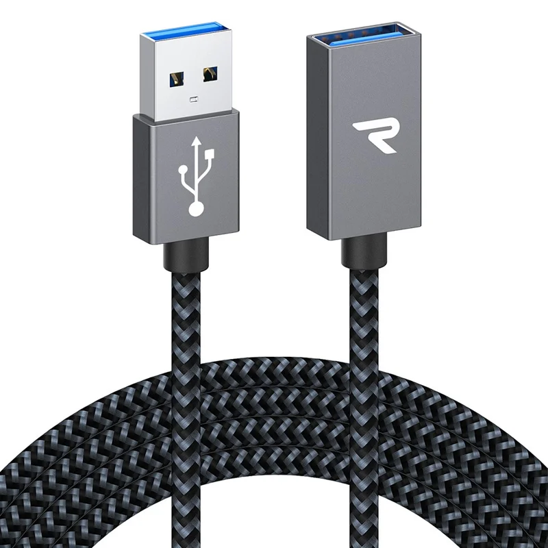 RAMPOW 2m USB 3.0 Nylon Braided Cable USB A Male to Female USB Extension Cord