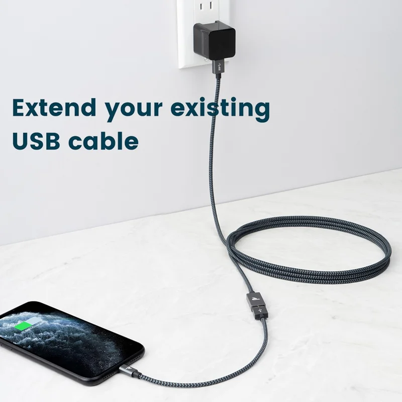 RAMPOW 2m USB 3.0 Nylon Braided Cable USB A Male to Female USB Extension Cord