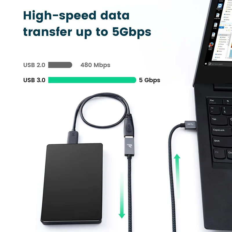 RAMPOW 2m USB 3.0 Nylon Braided Cable USB A Male to Female USB Extension Cord