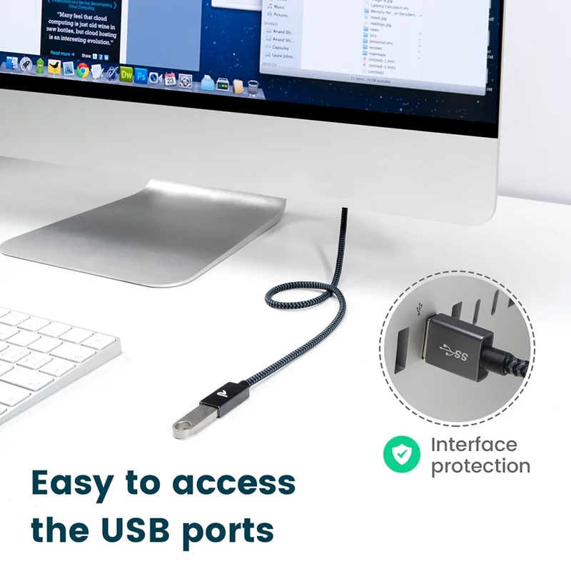 RAMPOW 2m USB 3.0 Nylon Braided Cable USB A Male to Female USB Extension Cord