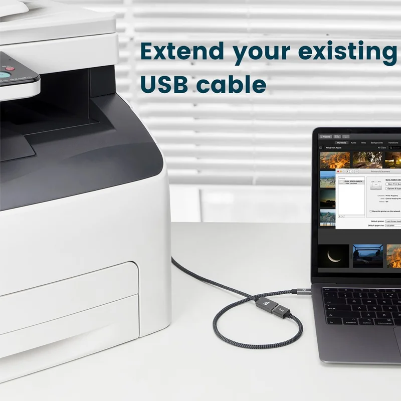 RAMPOW 2m USB 3.0 Nylon Braided Cable USB A Male to Female USB Extension Cord