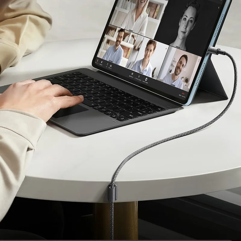 JOYROOM S-A50 1.2m USB-A to Lightning 3A Fast Charging Data Cable with Magnetic Cable Holder - Dark Grey