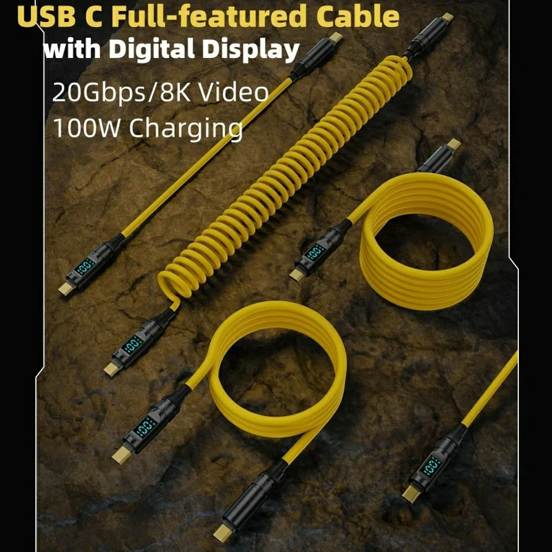 1.5m 20Gbps USB 3.2 Type-C Data Cable 8K / 60Hz PD 100W Fast Charging Full-Featured Wire