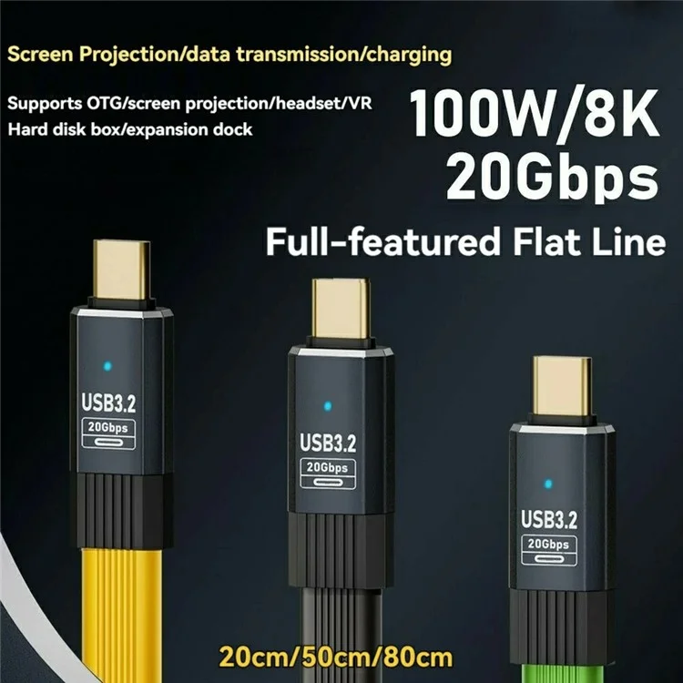 0,8 m 8K / Cavo di Dati di Tipo c di Tipo c di Tipo c da 60Hz USB 3.2 - Giallo