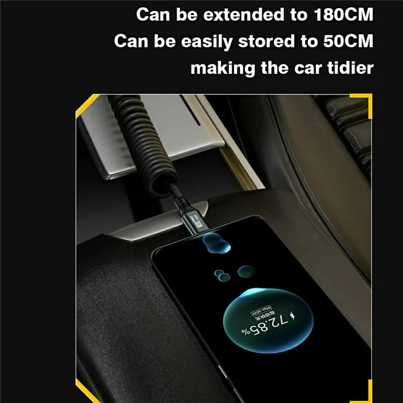 1.8m Type-C Male to Male 20Gbps PD 100W Fast Charging Spring Cable Support 8K / 60Hz Video Output
