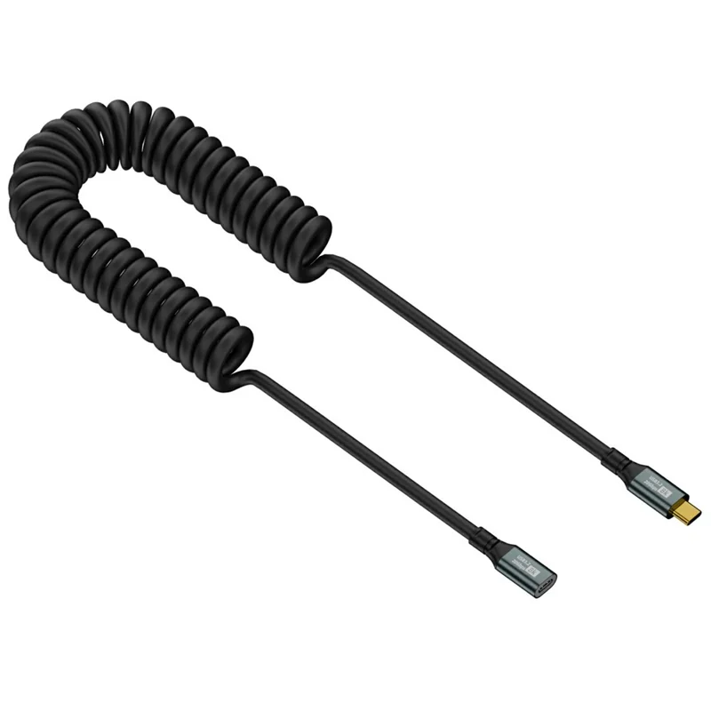 1.8m Type-C Female to Male Spring Wire PD 100W Fast Charging 8K / 60Hz Video Output Data Cable