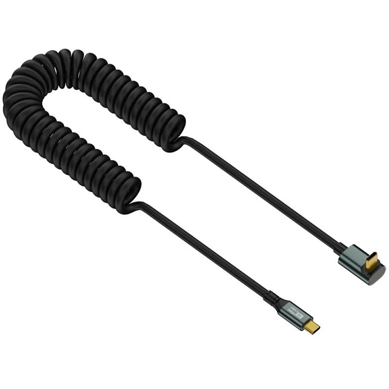 1.8m PD 100W Schnelles Aufladen Typ-C Gerade Männlich zu Ellbogen Männlich Federkabel 8K / 60 Hz Videoausgang-Kabel